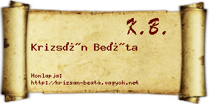 Krizsán Beáta névjegykártya