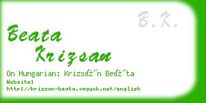 beata krizsan business card